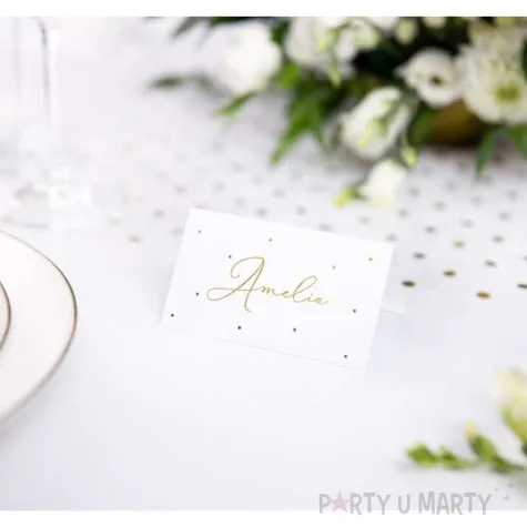 wizytowki na stol kropki zlote partydeco 10 szt