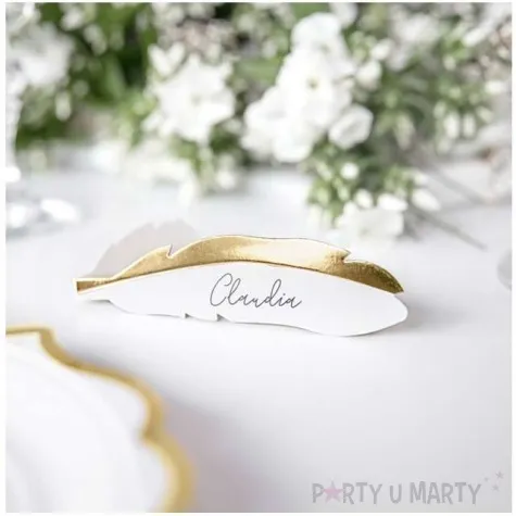 wizytowki na stol piorko zlote partydeco 10 szt