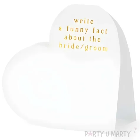 wizytowki na stol serca bialy partydeco 15 7x22 cm 10 szt