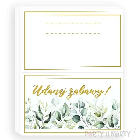wizytowki na stol udanej zabawy listki 5x8 cm 10 szt