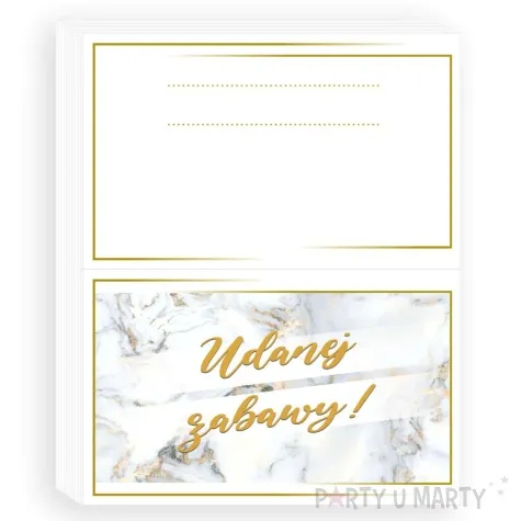 wizytowki na stol udanej zabawy marmur 5x8 cm 10 szt