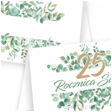 wizytowki na stol winietki dekoracja na 25 rocznice slubu eukaliptus beauty srebrne gody 10 szt