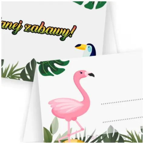 wizytowki na stol winietki hawaje flaming dekoracje aloha wakacje 10 szt