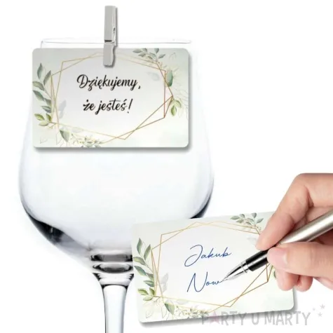 wizytowki z klamerka mietowa geometria podziekowanie 10 szt