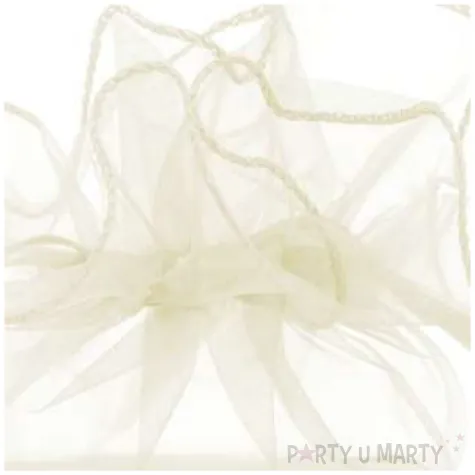 woreczki z organzy sciagane okragle kremowe partydeco 25 cm 10 szt