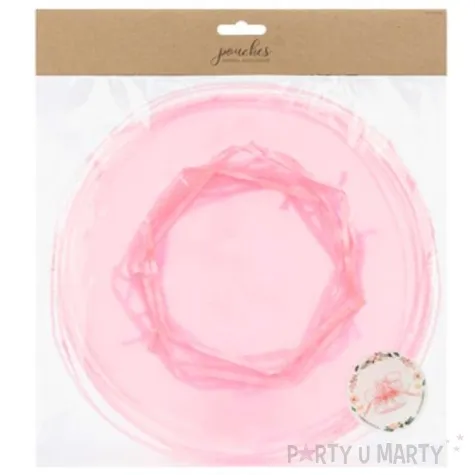 woreczki z organzy sciagane okragle rozowe ciemne partydeco 25 cm 10 szt