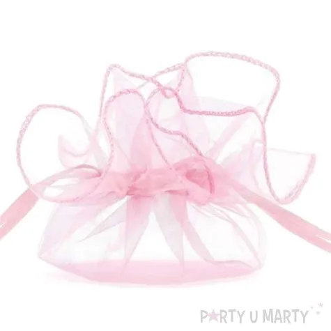 woreczki z organzy sciagane okragle rozowe ciemne partydeco 25 cm 10 szt