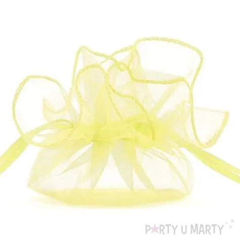 woreczki z organzy sciagane okragle zolte jasne partydeco 26 cm 20 szt