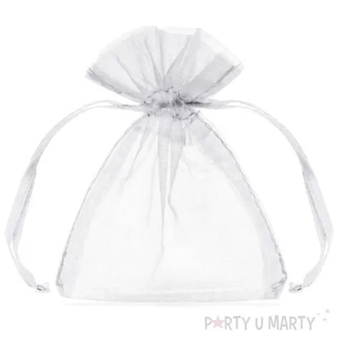 woreczki z organzy sciagane proste biale partydeco 10 cm 10 szt