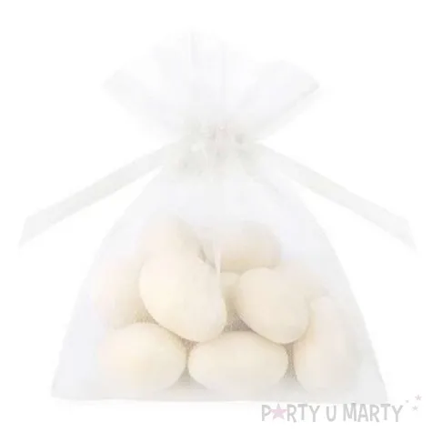woreczki z organzy sciagane proste biale partydeco 10 cm 20 szt