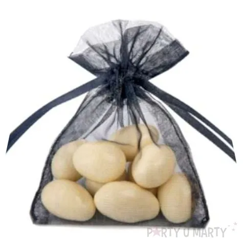 woreczki z organzy sciagane proste czarne partydeco 10 cm 20 szt