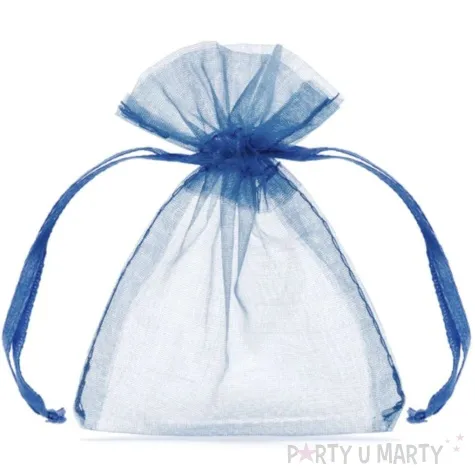 woreczki z organzy sciagane proste granatowe partydeco 10 cm 20 szt