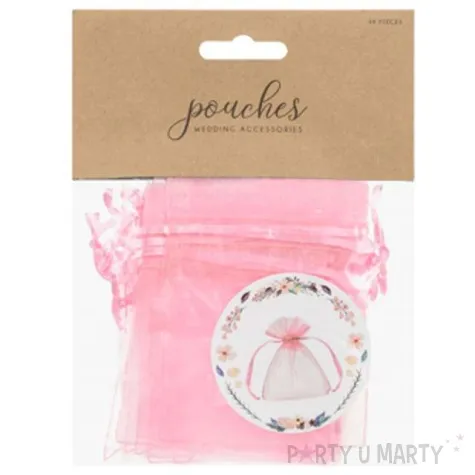 woreczki z organzy sciagane proste rozowe partydeco 10 cm 10 szt