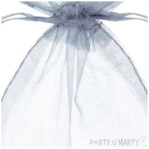 woreczki z organzy sciagane proste srebrne partydeco 10 cm 10 szt