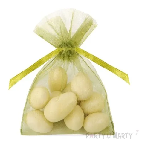 woreczki z organzy sciagane proste zielone partydeco 10 cm 20 szt