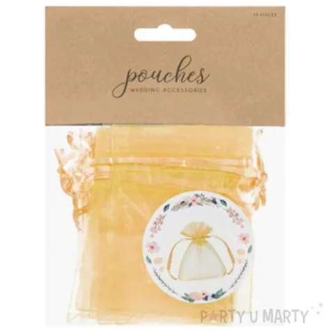 woreczki z organzy sciagane proste zlote partydeco 10 cm 10 szt