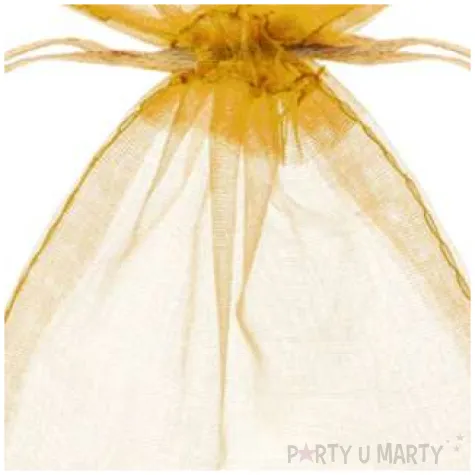 woreczki z organzy sciagane proste zlote partydeco 10 cm 10 szt