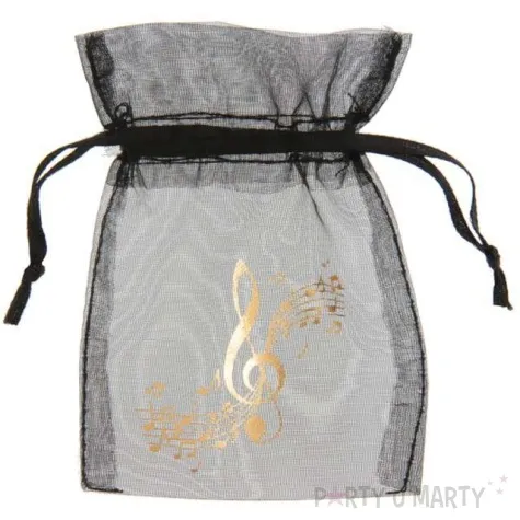 woreczki z organzy zlota plyta czarne santex 10 cm 6 szt