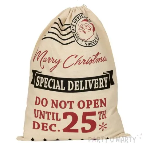worek mikolaja merry christmas special delivery guirca 40x54 cm