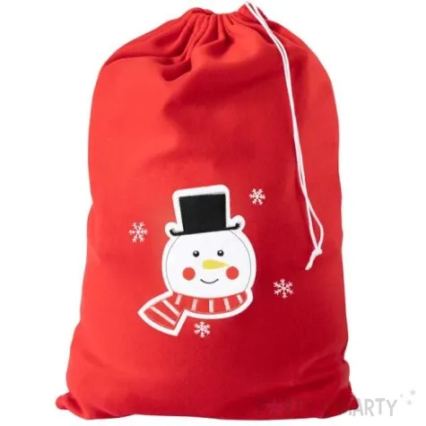 worek mikolaja swiateczny balwanek czerwony 50 x 80 cm partypal