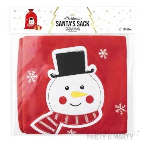 worek mikolaja swiateczny balwanek czerwony 50 x 80 cm partypal