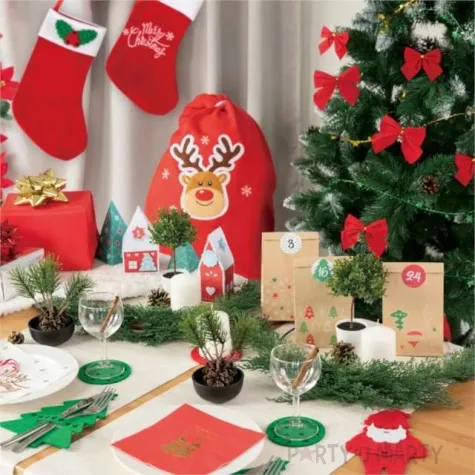 worek mikolaja swiateczny renifer czerwony 50 x 80 cm partypal