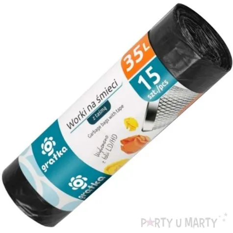 worki na smieci gratka 35l czarne z tasma ravi 15 szt