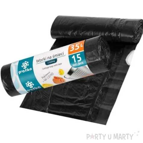 worki na smieci gratka 35l czarne z tasma ravi 15 szt