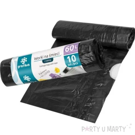 worki na smieci gratka 60l czarne z tasma ravi 10 szt