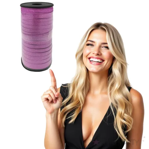wstazka do balonow brokatowa rozowa godan 5 mm 92 m