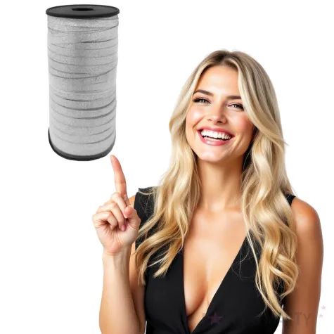 wstazka do balonow brokatowa srebrna godan 5 mm 92 m