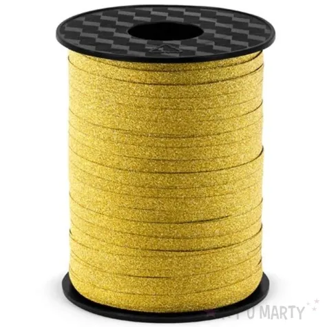 wstazka do balonow brokatowa zlota 0 5 cm x 225 m