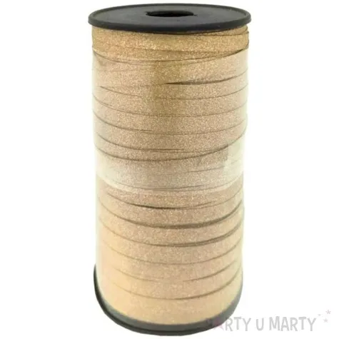 wstazka do balonow brokatowa zlota godan 5 mm 92 m