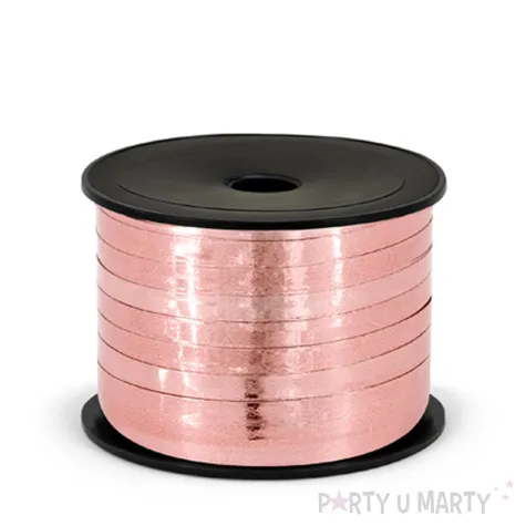 wstazka do balonow do prezentow na urodziny panienski wesele metalic rose gold 0 5 cm x 25 m