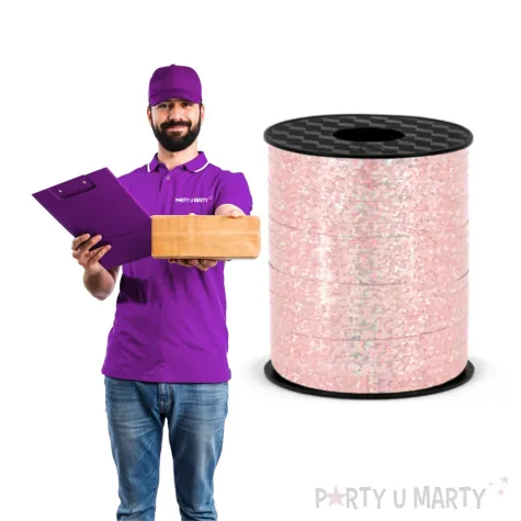 wstazka do balonow holograficzna rose gold partypal 5 mm x 225 m