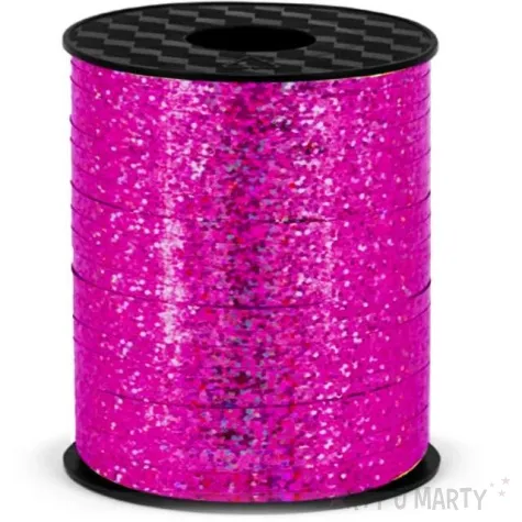 wstazka do balonow holograficzna rozowa ciemna partypal 5 mm x 225 m
