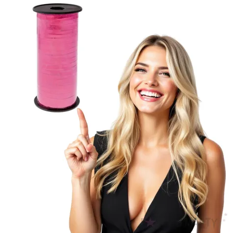 wstazka do balonow holograficzna rozowa jasna godan 5 mm 92 m