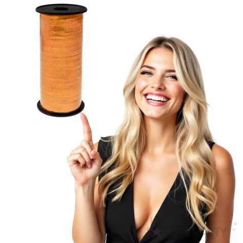 wstazka do balonow holograficzna rozowe zloto godan 5 mm 92 m