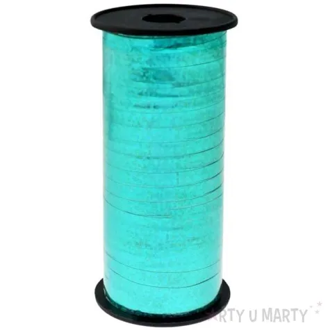 wstazka do balonow holograficzna turkusowa godan 5 mm 92 m