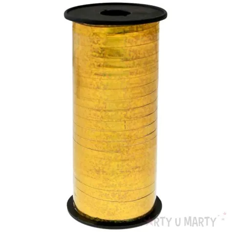 wstazka do balonow holograficzna zlota godan 5 mm 92 m