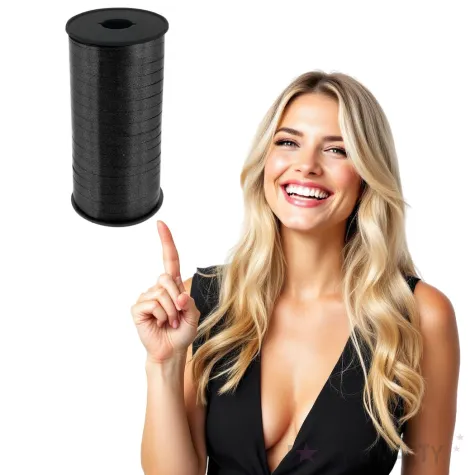 wstazka do balonow lustrzana czarny godan 5 mm 92m