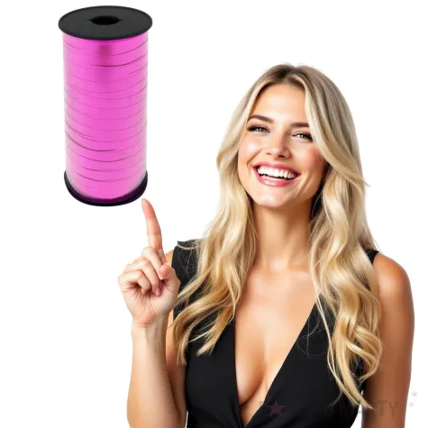 wstazka do balonow metaliczna rozowa godan 5 mm 92 m