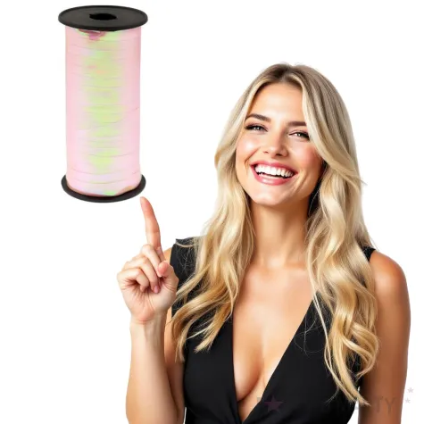 wstazka do balonow opalizujaca jasnorozowa godan 5 mm 92 m