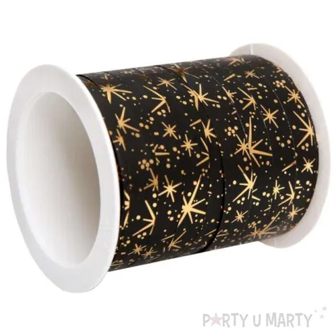 wstazka do balonow swiateczne iskierki czarna santex 10 mm x 25 m