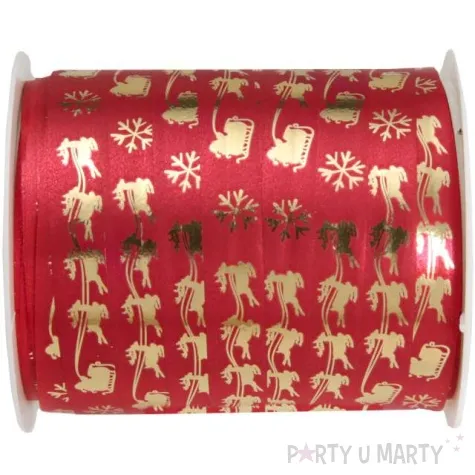 wstazka do balonow swiateczne symbole czerwona santex 10 mm 25 m