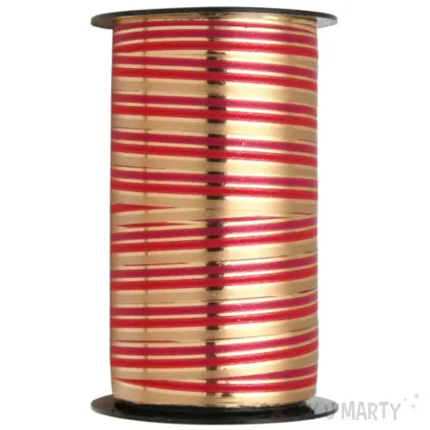 wstazka prezentowa curling zloto czerwony santex 10 mm 25 m