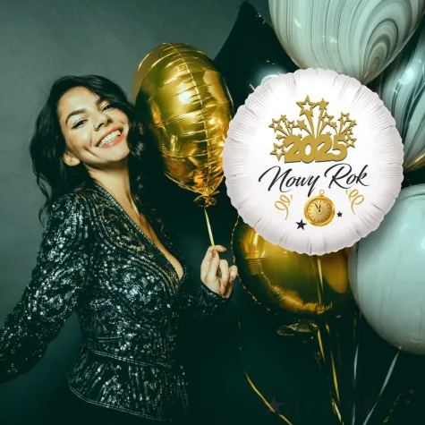 xx balon bialy nowy rok 2025