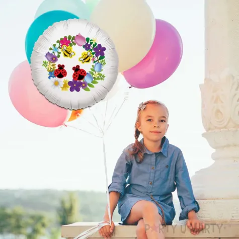 xx balon bialy wiosna i kwiatki