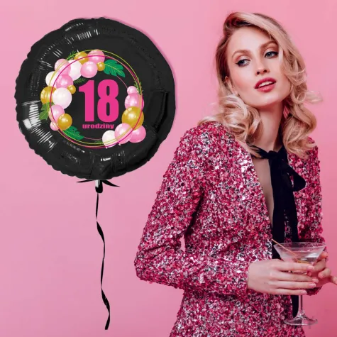 xx balon czarny 18 urodziny roz baloniki