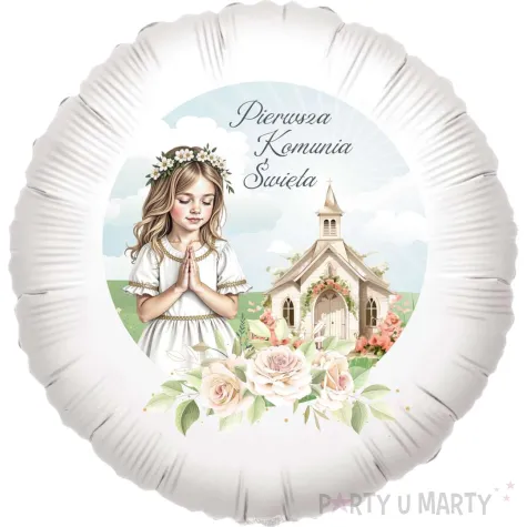 xx balon fol komunia dziewczynka i kosciol